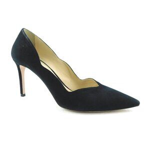 PRADA Black Scalloped Suede Leather Heel Pumps 38.5